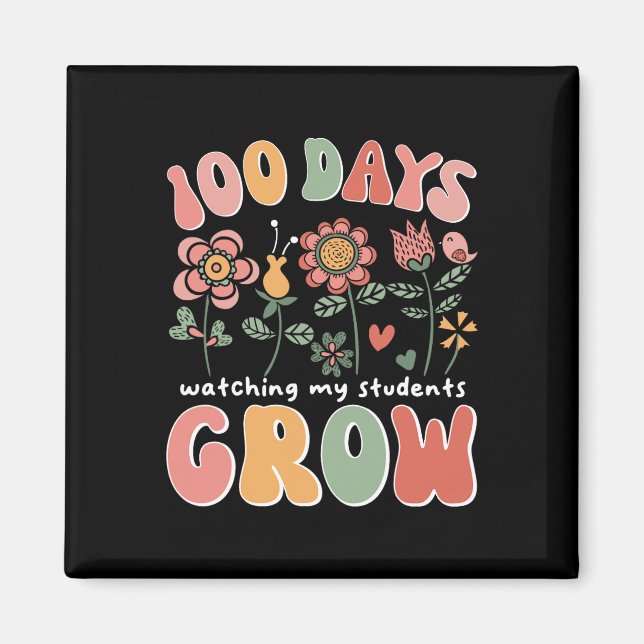 Imán 100 días cultivando flores de boho profesora 100 d (Frente)
