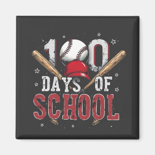 Imán 100 días de amantes del deporte escolar de béisbol