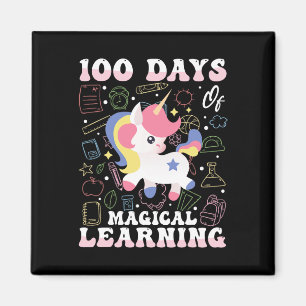 Imán 100 Días De Aprendizaje Mágico Diseño Unicornio