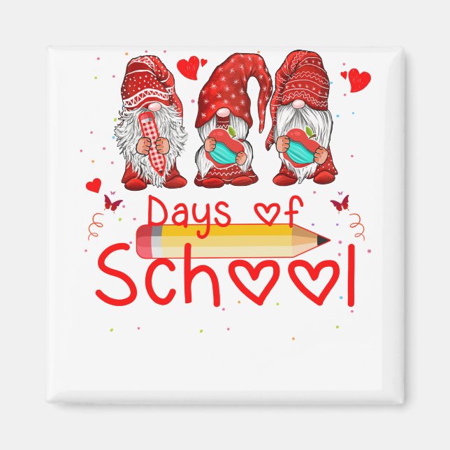 Imán 100 Días De Aprendizaje Virtual Escolar Gnomes (Frente)