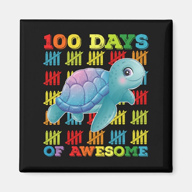 Imán 100 días de asombrosa tortuga 100 días de clases (Frente)