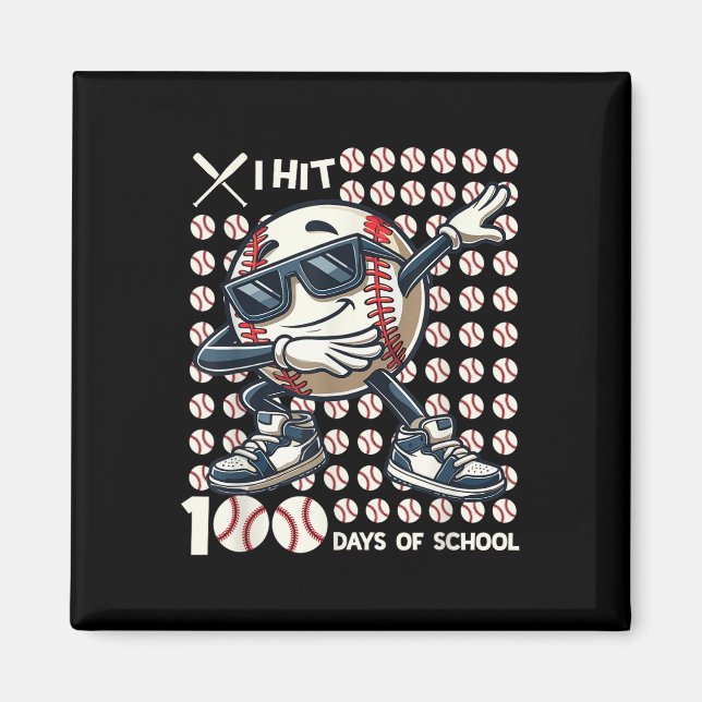 Imán 100 Días De Bate De Béisbol Escolar 100º Día De (Frente)