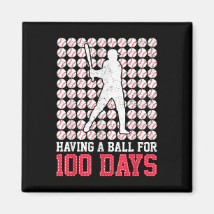 Imán 100 Días De Béisbol Escolar 100 Días Para Niños