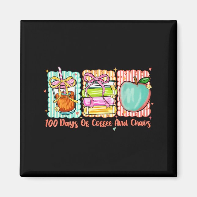 Imán 100 Días De Café Y Caos Retro Coquette Profesora (Frente)
