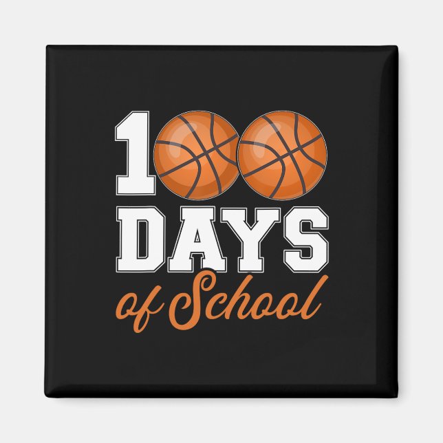 Imán 100 días de clases para estudiante de baloncesto d (Frente)