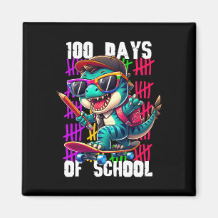 Imán 100 Días De Colegio Dinosaurio Genial Patinando 