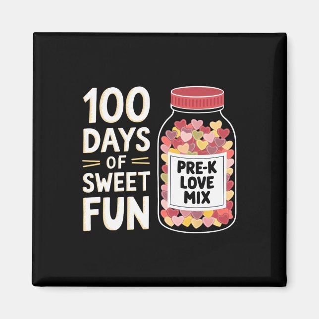 Imán 100 Días De Diversión Dulce Lindo Profesor De Niña (Frente)
