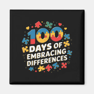 Imán 100 Días De Enseñanza Escolar Que Abarca Diferente