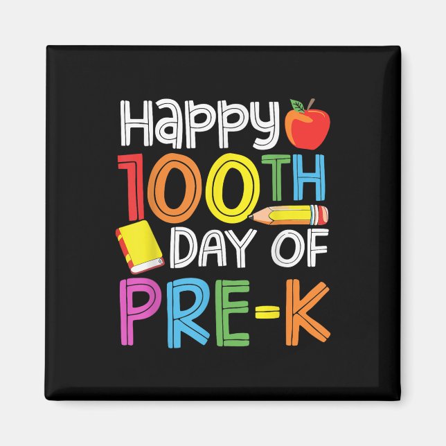 Imán 100 Días De Enseñanza Preescolar 100 Días De (Frente)