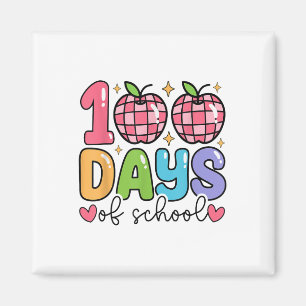 Imán 100 Días De Enseñanza Retro Disco Niños Felices