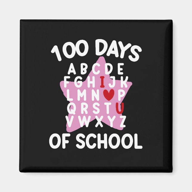 Imán 100 Días De Escuela Alfabeto 100º Día Profesor  (Frente)