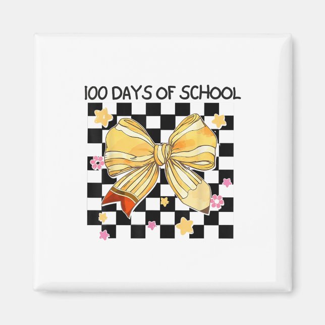 Imán 100 Días De Escuela, Coquette Bow Kindergarten Tea (Frente)