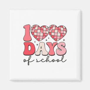 Imán 100 Días De Escuela Corazones De Disco Retro 100º