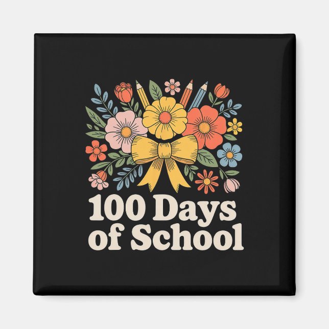 Imán 100 Días De Escuela Floral Clroom  (Frente)