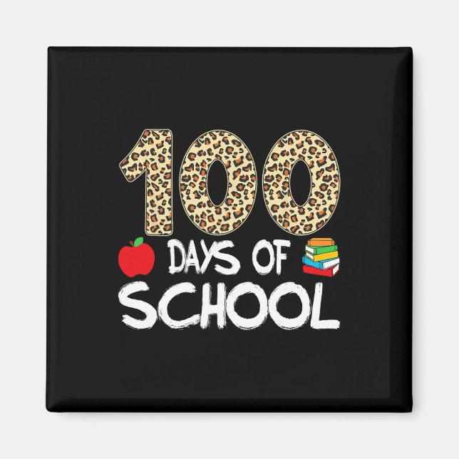 Imán 100 Días De Escuela Maestro Leopardo 100º Día De L (Frente)