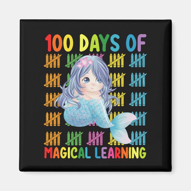 Imán 100 Días De Escuela Mágica De Aprendizaje (Frente)