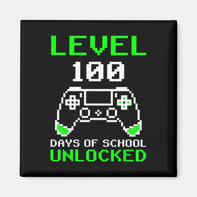 Imán 100 Días De Escuela Niños De Videojuegos Jugadores (Frente)