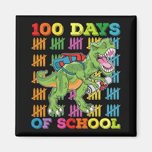 Imán 100 Días De Escuela T Rex Dinosaurio Profesor Estu (Frente)