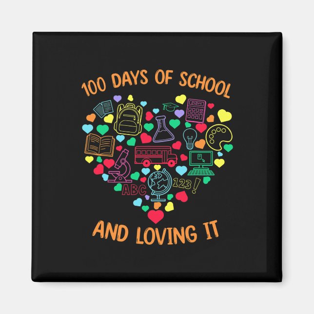 Imán 100 Días De Escuela Y Amo El Corazón Con Teachi (Frente)