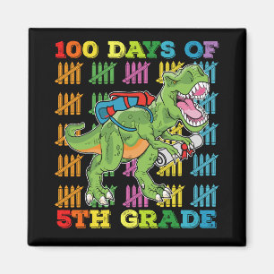 Imán 100 Días De La Escuela De Dinosaurio De 5º Grado T