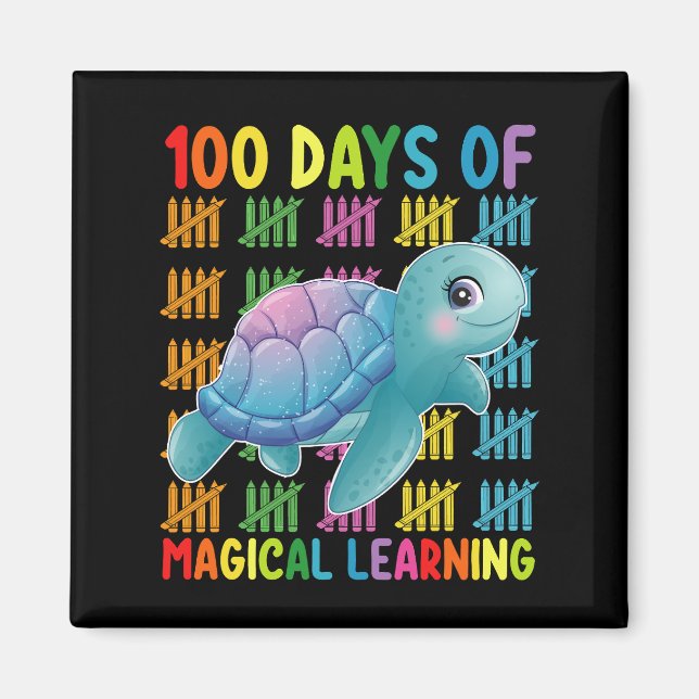 Imán 100 Días De Magical Learning Turtle School (Frente)