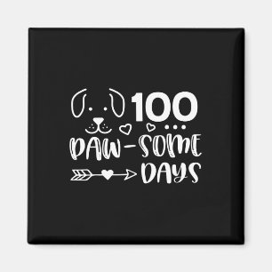 Imán 100 Días De Pawsomeness Puppy Cute Dog Happy 100 D