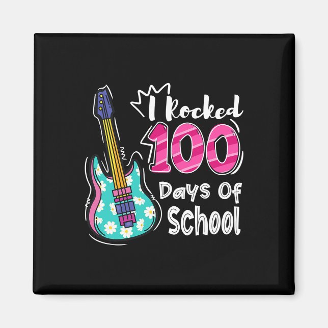 Imán 100 Días De Regalo De Chicas De Guitarra De La Esc (Frente)