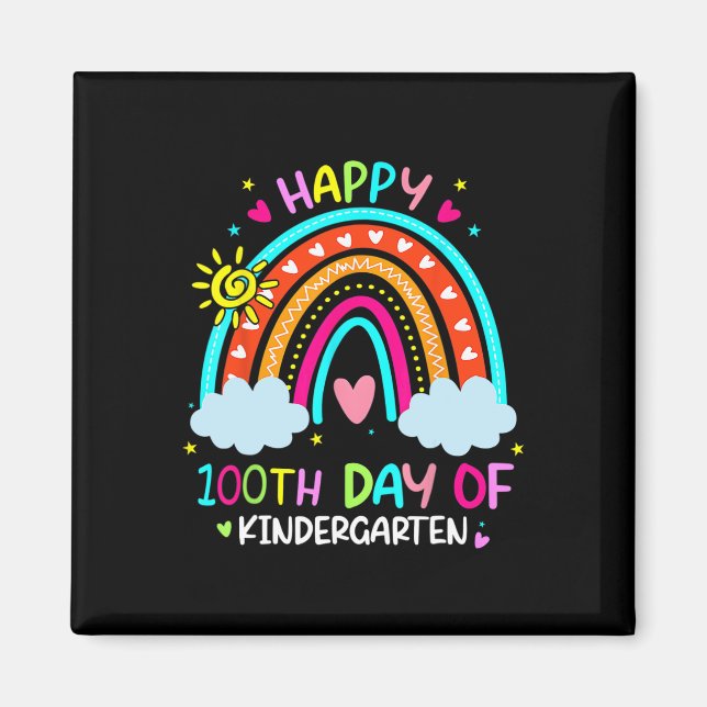 Imán 100 días del arcoiris de la escuela infantil (Frente)
