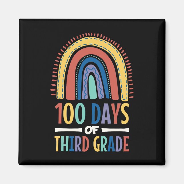 Imán 100 días del arcoiris de tercer grado Feliz 100° D (Frente)