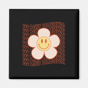Imán 100 días del colegio Retro Groovy Happy Face
