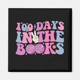 Imán 100 Días En El Libro Disco Ball Groovy Retro