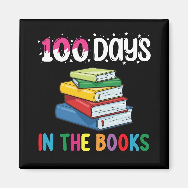 Imán 100 Días En La Escuela De Libros Leyendo Bibliotec (Frente)