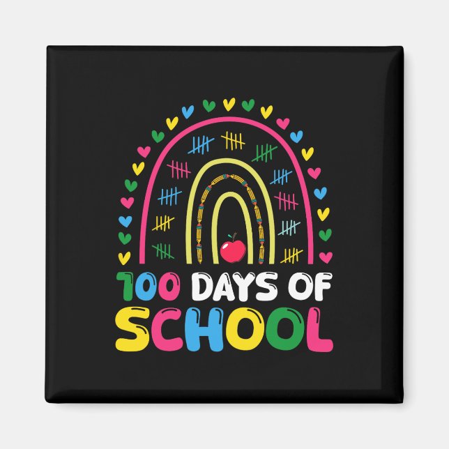 Imán 100 Días Escolares Arcoiris 100 Día del Escolar (Frente)