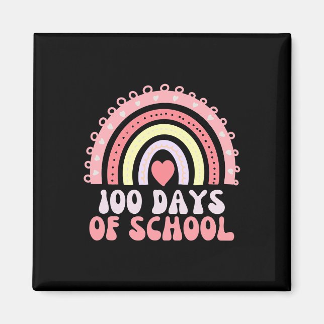 Imán 100 Días Escolares Arcoiris 100 Día Escolar 100 (Frente)