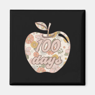 Imán 100 Días Escolares Boho Apple Flower Teacher Kids