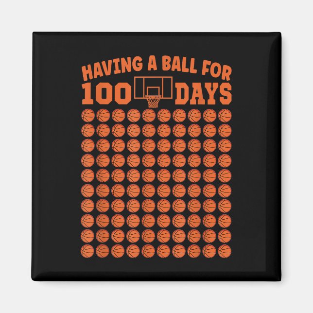 Imán 100 Días Escolares De Baloncesto 100 Días Para Niñ (Frente)