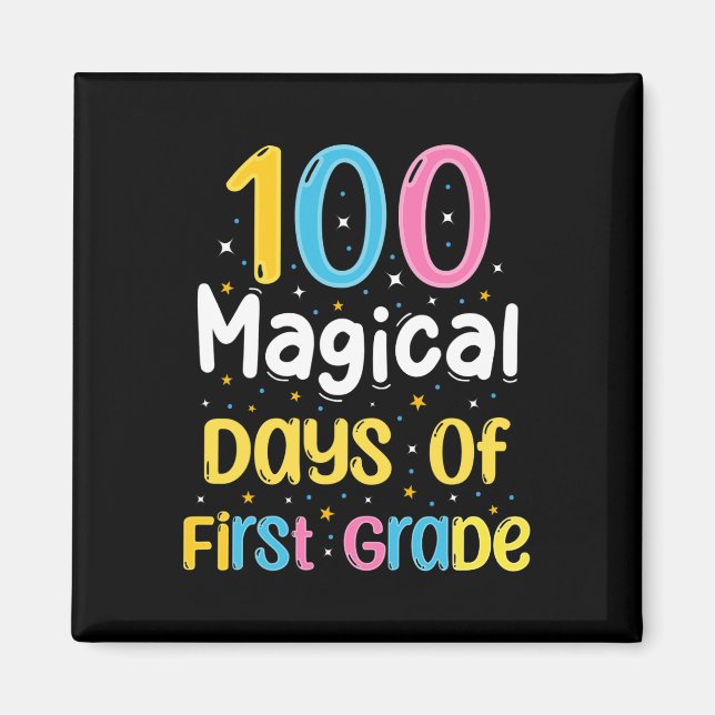 Imán 100 días mágicos de primer grado 100° día escolar (Frente)