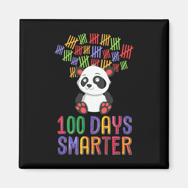 Imán 100 días más inteligentes Panda, 100 días de ropa  (Frente)