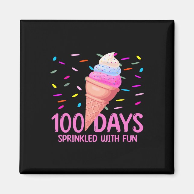 Imán 100 días salpicados con helados divertidos (Frente)