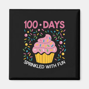 Imán 100 días salpicados con tarta divertida, feliz 100