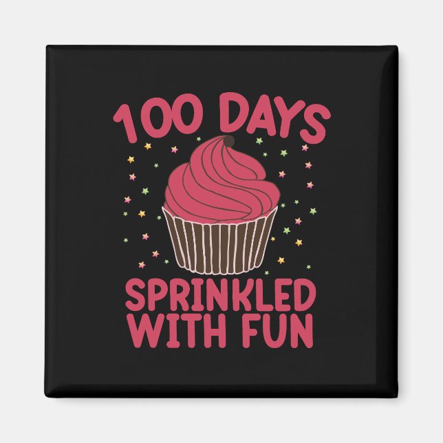 Imán 100 Días Salpicados De Diversión Cupcake Colegiala (Frente)