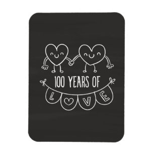 Imán 100th Anniversary Gift Chalk Hearts