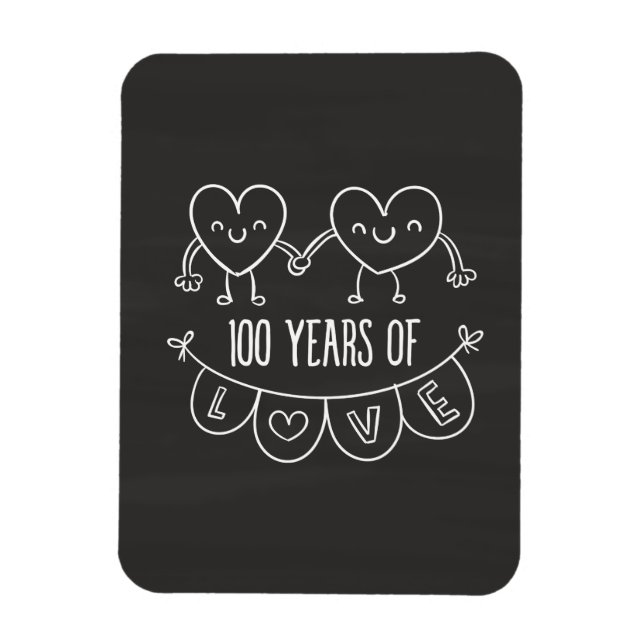 Imán 100th Anniversary Gift Chalk Hearts (Vertical)