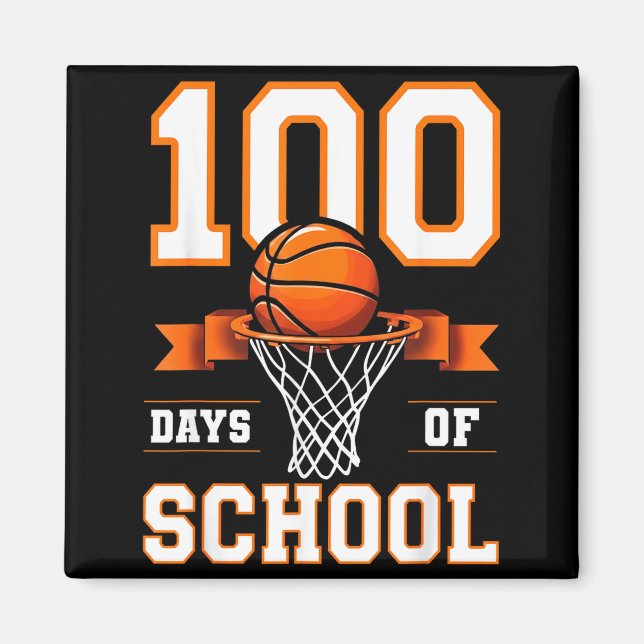 Imán 100th Day Of School Basketball Kids 100 Days Of Sc (Frente)