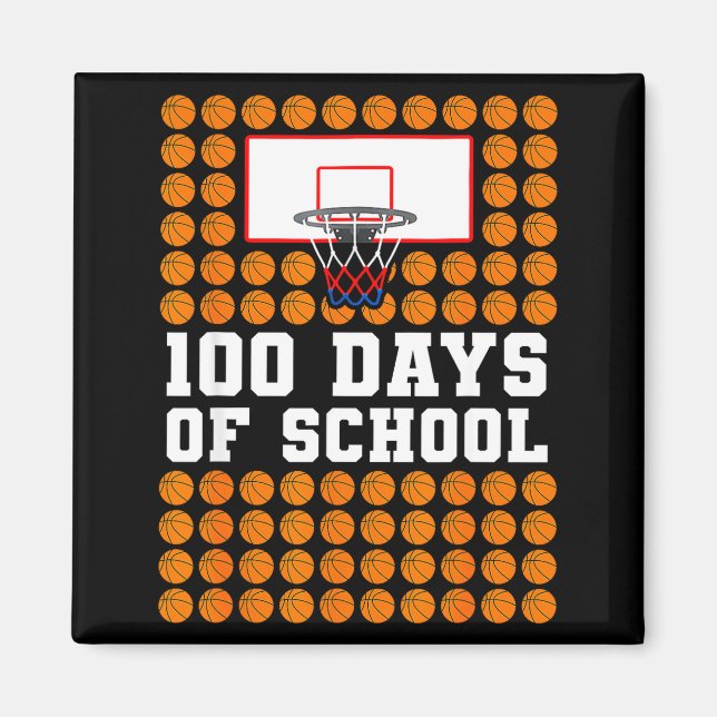 Imán 100th Day Of School Basketball Kids 100 Days Of Sc (Frente)