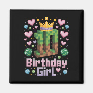 Imán 10.ª Chica de cumpleaños Camisa de juego Pixel Fie