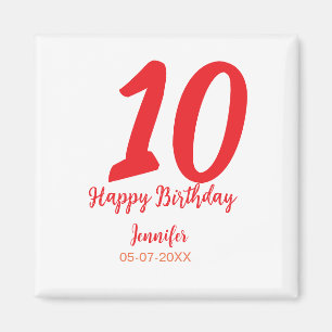 Imán 10.ª fecha de adición de cumpleaños año plantilla 