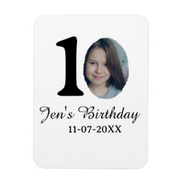 Imán 10.ª foto de cumpleaños letra negrita niños fecha