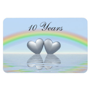Imán 10.º Aniversario de los Corazones Tin