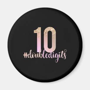 Imán 10.º cumpleaños Chicas de dígitos dobles Peach Omb